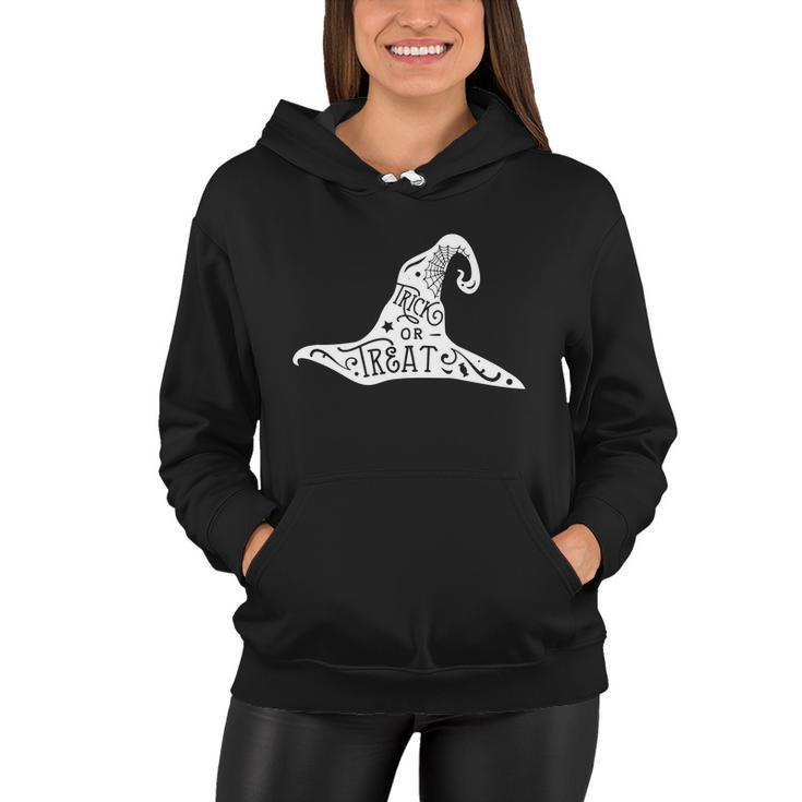 Trick Or Treat Witch Hat Funny Halloween Quote Women Hoodie