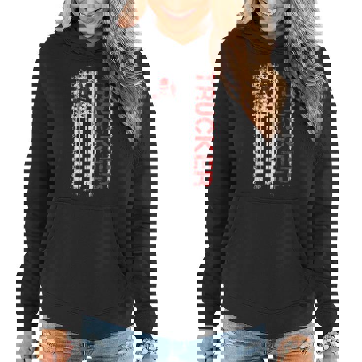 Trucker Trucker American Flag Truck Driver Shirt Truck Driver Women Hoodie