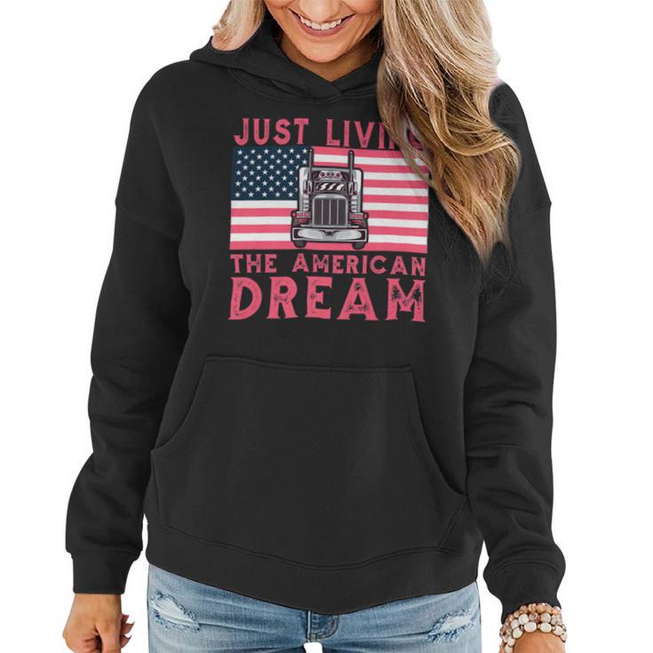 Trucker Woman Trucker Usa Flag For Girl Truck Driver American Truck Women Hoodie