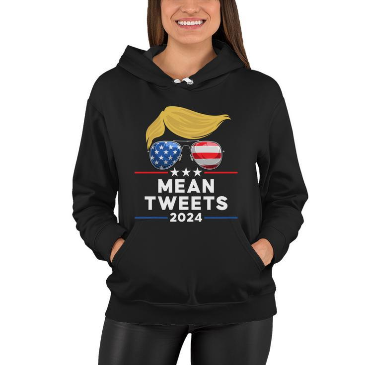 Trump 2024 Mean Tweets Usa Flag Sunglasses Funny Political Gift Women Hoodie
