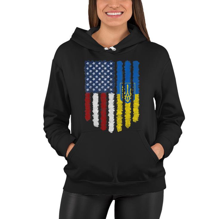 Ukrainian American Flag Ukraine Usa America Women Hoodie