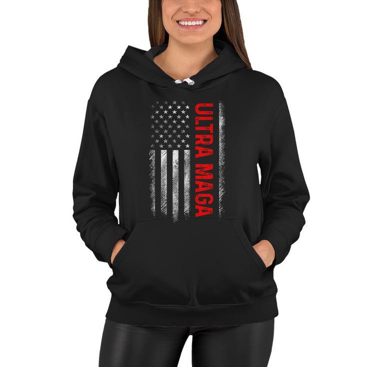 Ultra Maga American Flag Anti Joe Biden Tshirt Women Hoodie