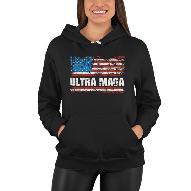 Ultra Maga Distressed United States Of America Usa Flag Women Hoodie