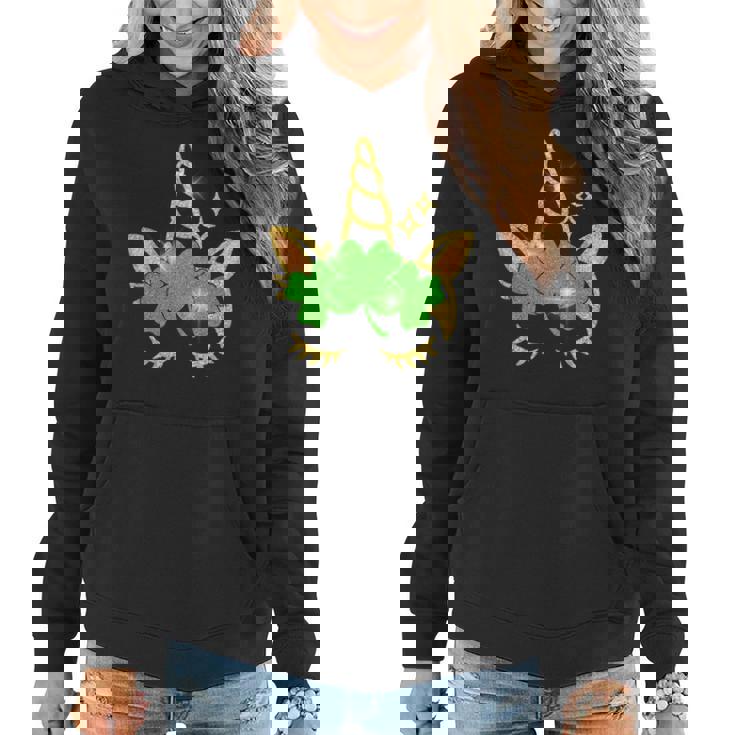 Unicorn Face St Patricks Day Graphic Design Printed Casual Daily Basic Women Hoodie