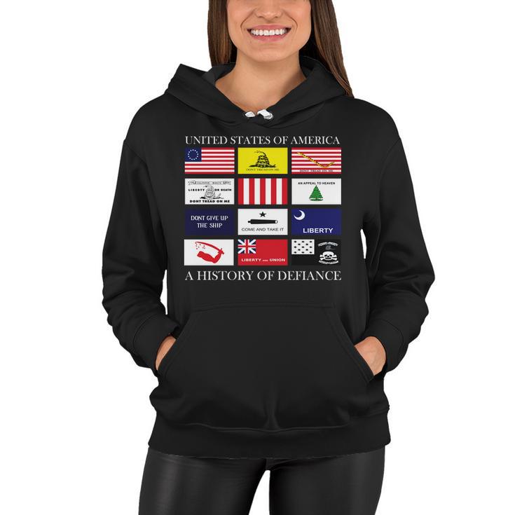 United States Of America A History Of Defiance Women Hoodie