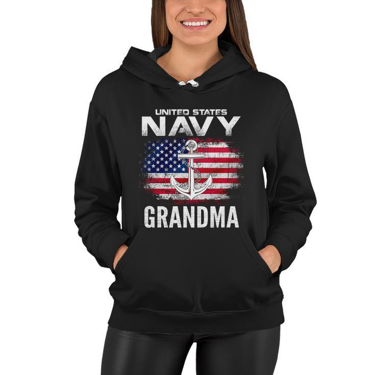 United States Vintage Navy With American Flag Grandma Gift Women Hoodie