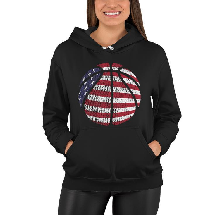 Us American Flag For Patriotic Basketball Gift Women Hoodie