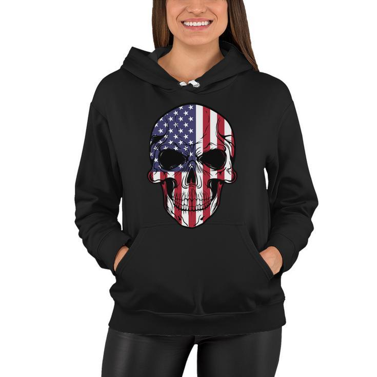 Us American Flag Patriotic Skull Gift Women Hoodie