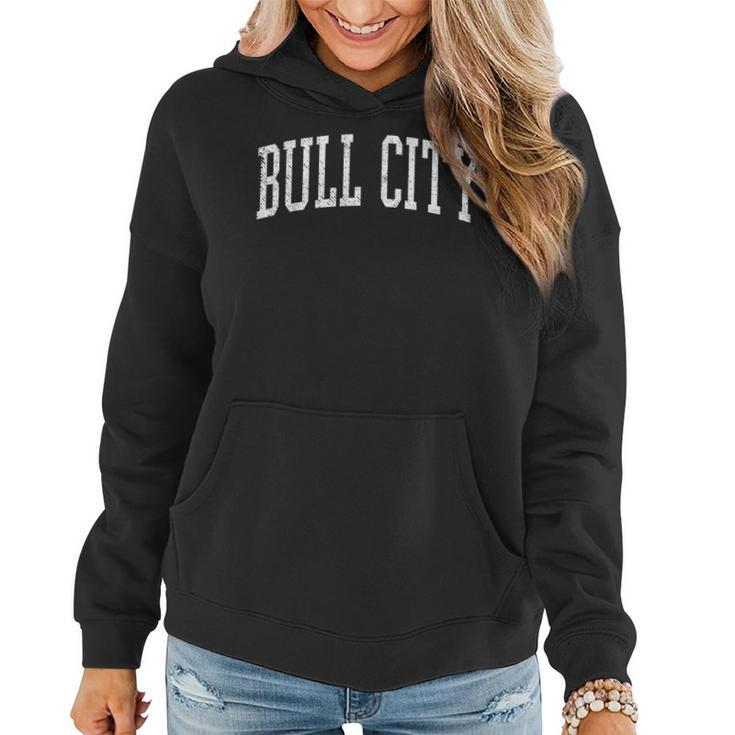 Varsity Distressed Bull City  Women Hoodie Graphic Print Hooded Sweatshirt