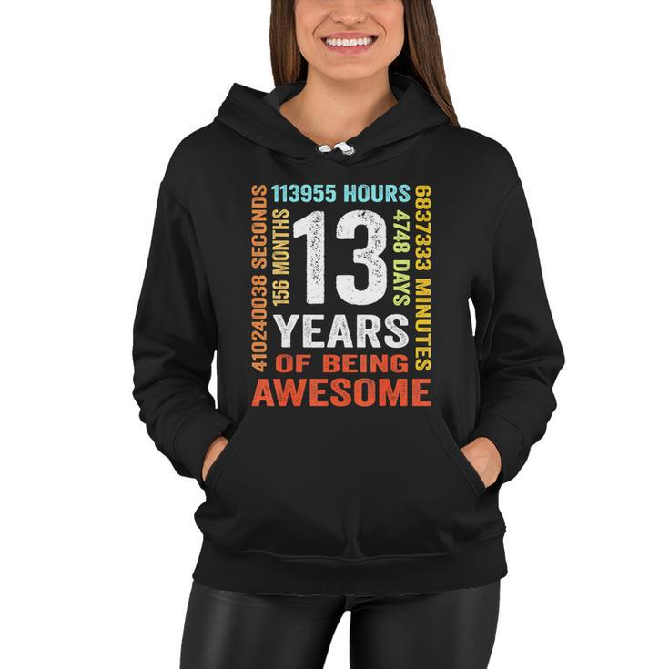 Vintage 13Th Birthday Shirt Gift 13 Years Old Being Awesome Women Hoodie