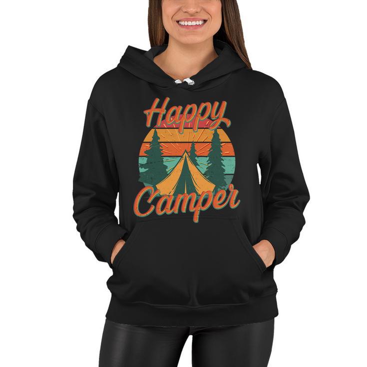 Vintage Happy Camper Emblem Women Hoodie