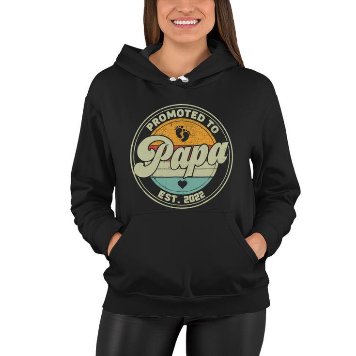 Vintage Promoted To Papa 2022 For New Papa First Time Retro Women Hoodie