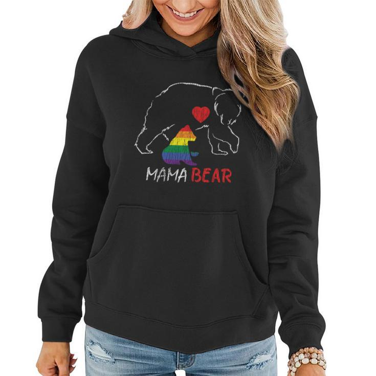 Vintage Rainbow Mama Bear Hugs Mom Mother Love Lgbt Pride Cute Gift Women Hoodie
