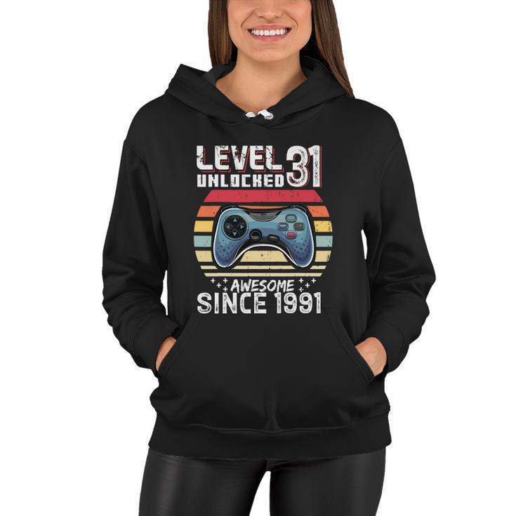 Vintage Video Gamer Birthday Level 31 Unlocked 31St Birthday Women Hoodie