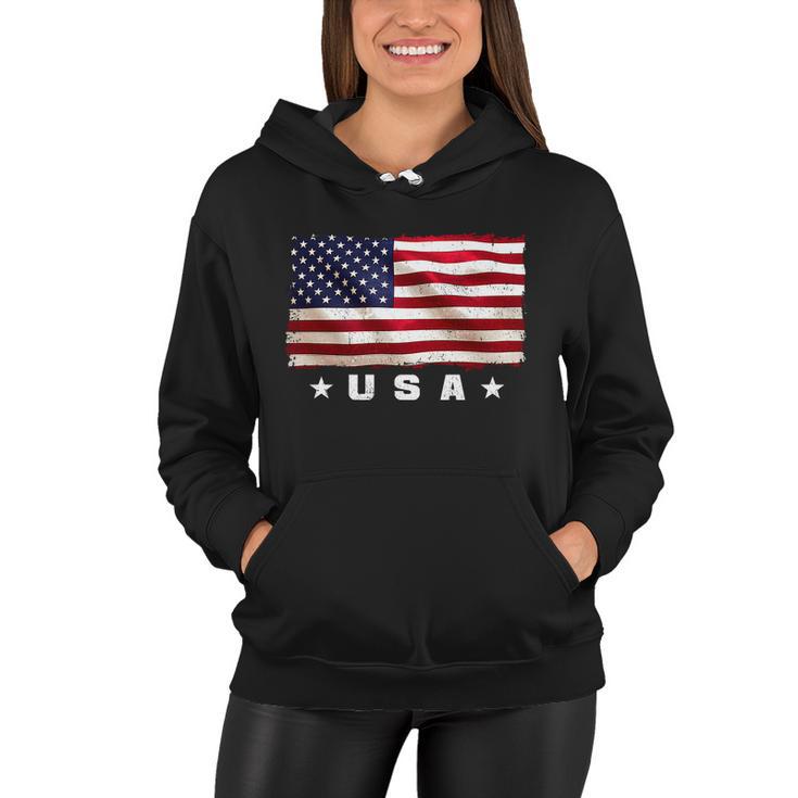 Vintage Worn Usa Flag Tshirt Women Hoodie