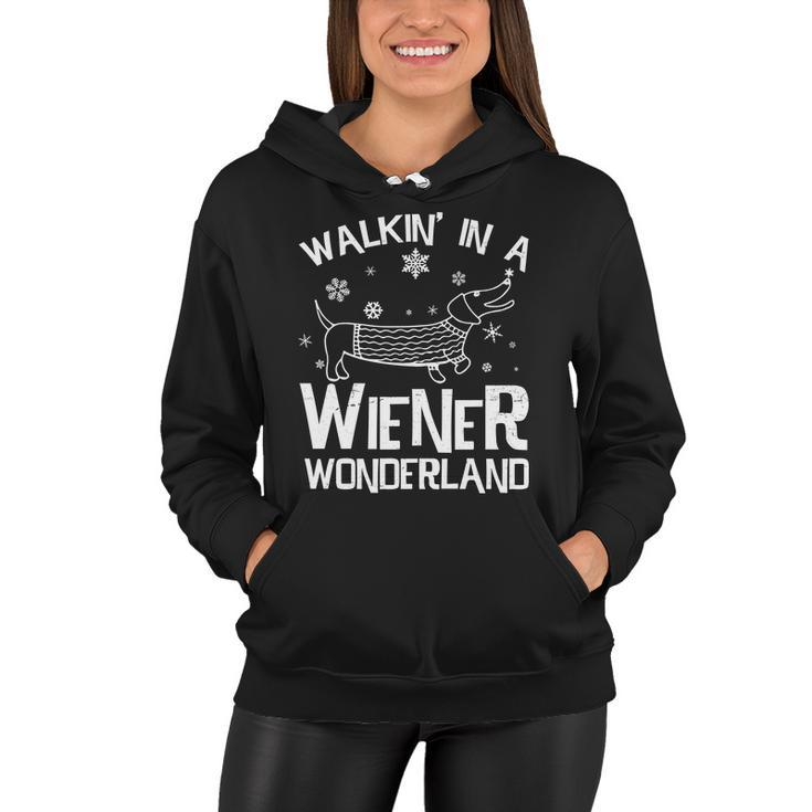 Walking In A Wiener Wonderland Funny Christmas Tshirt Women Hoodie