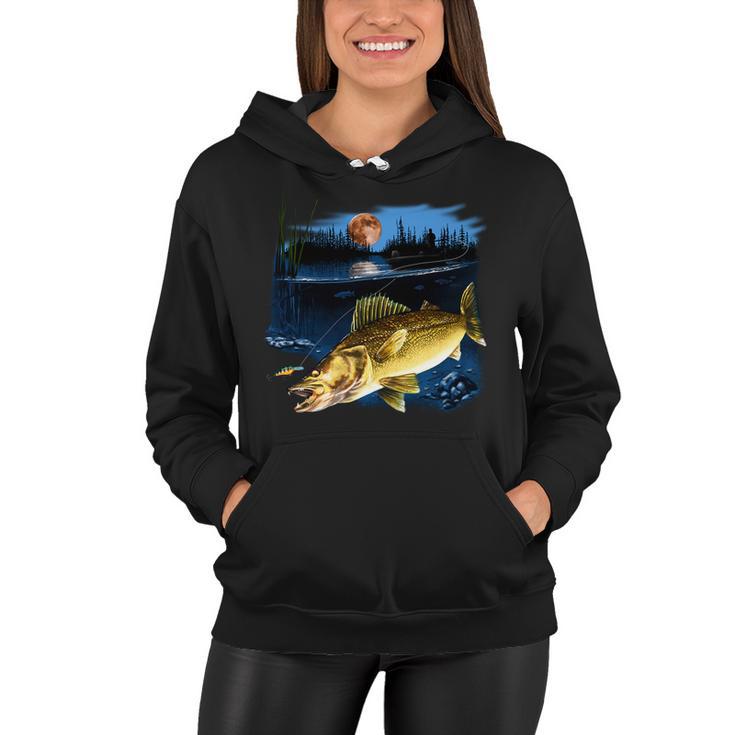 Walleye Moon Light Women Hoodie