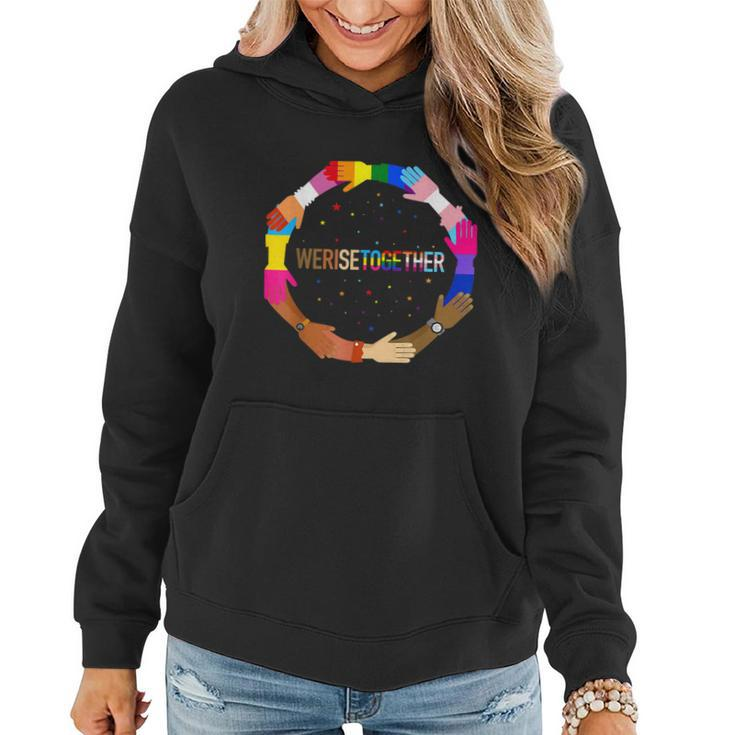 We Rise Together Lgbtq Pride Social Justice Equality Ally Graphic Design Printed Casual Daily Basic V2 Women Hoodie