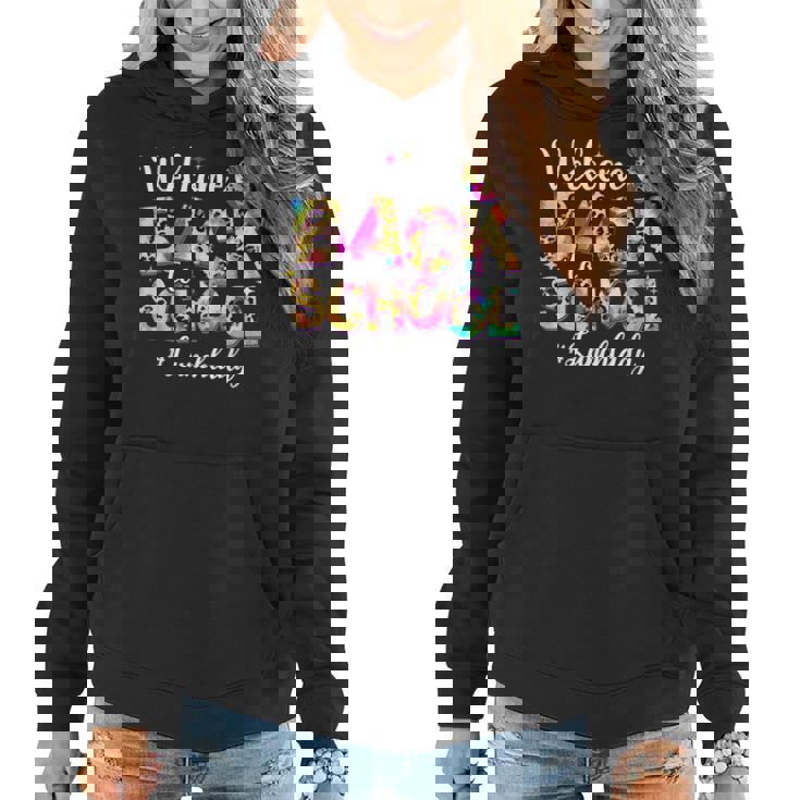 Welcome Back To School Lunch Lady Leopard Tie Dye Teachers Women Hoodie
