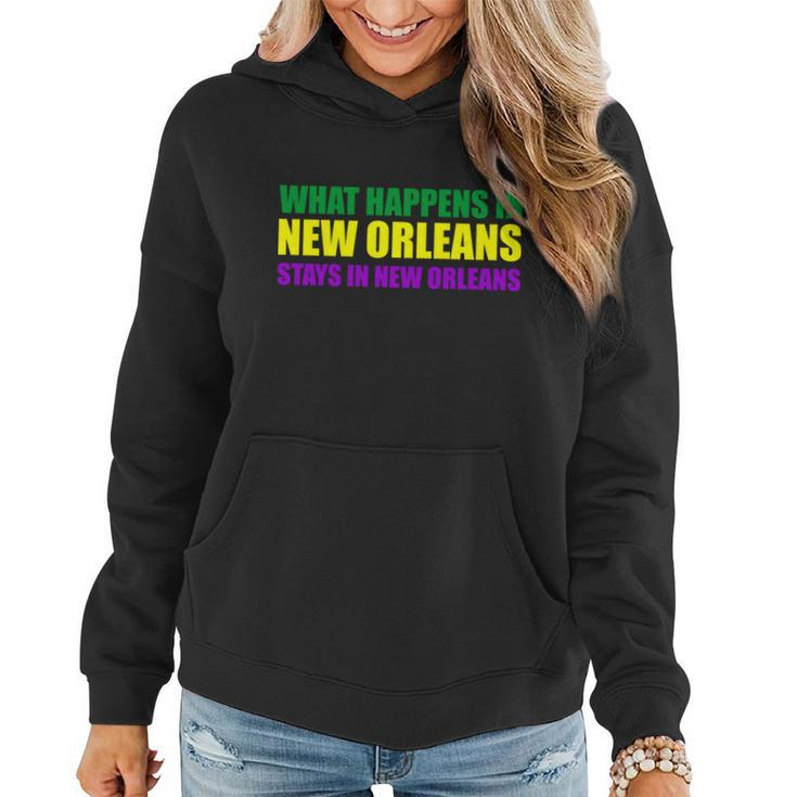 What Happens In New Orleans Stays In New Orleans Mardi Gras T-Shirt Graphic Design Printed Casual Daily Basic Women Hoodie