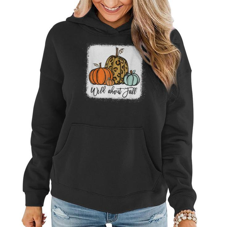 Wild About Fall Leopard Pumpkin Fall Vibes Hello Fall Autumn  Women Hoodie Graphic Print Hooded Sweatshirt