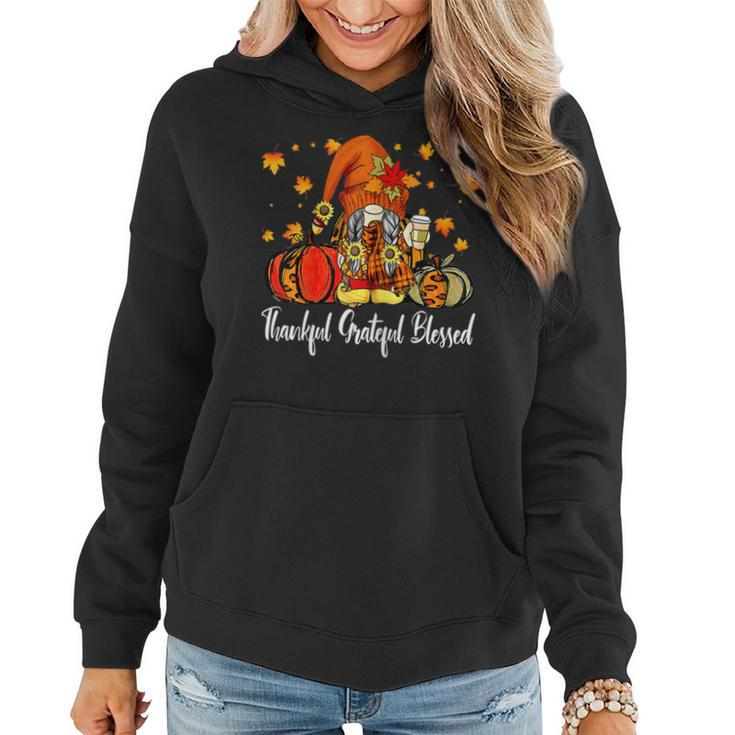 Womens Autumn Fall Outfit Gnome Thankful Grateful Blessed Pumpkin  V2 Women Hoodie Graphic Print Hooded Sweatshirt