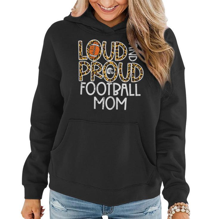 Womens Leopard Loud & Proud American Football Mom Family Mama Mommy  Women Hoodie Graphic Print Hooded Sweatshirt