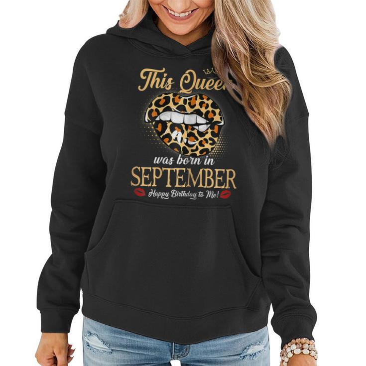 Womens September Birthday Leopard Its My Birthday September Queen Women Hoodie Graphic Print Hooded Sweatshirt