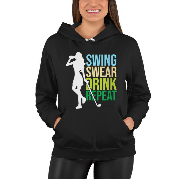 Womens Swing Swear Drink Repeat Love Golf Women Hoodie