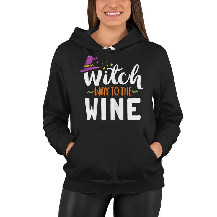 Womens Wine Lover Outfit For Halloween Witch Way To The Wine  Women Hoodie