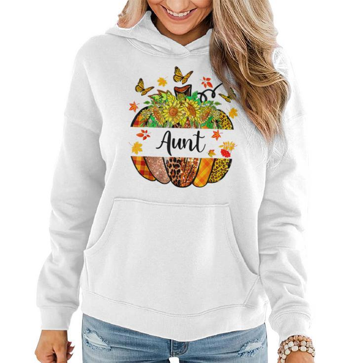 Aunt Fall Leopard Pumpkin Sunflowers Autumn Thanksgiving  V2 Women Hoodie Graphic Print Hooded Sweatshirt