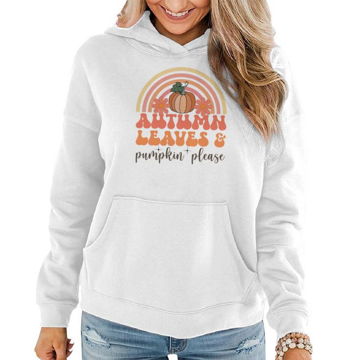 Autumn Leaves And Pumpkin Please Fall Women Hoodie Graphic Print Hooded Sweatshirt