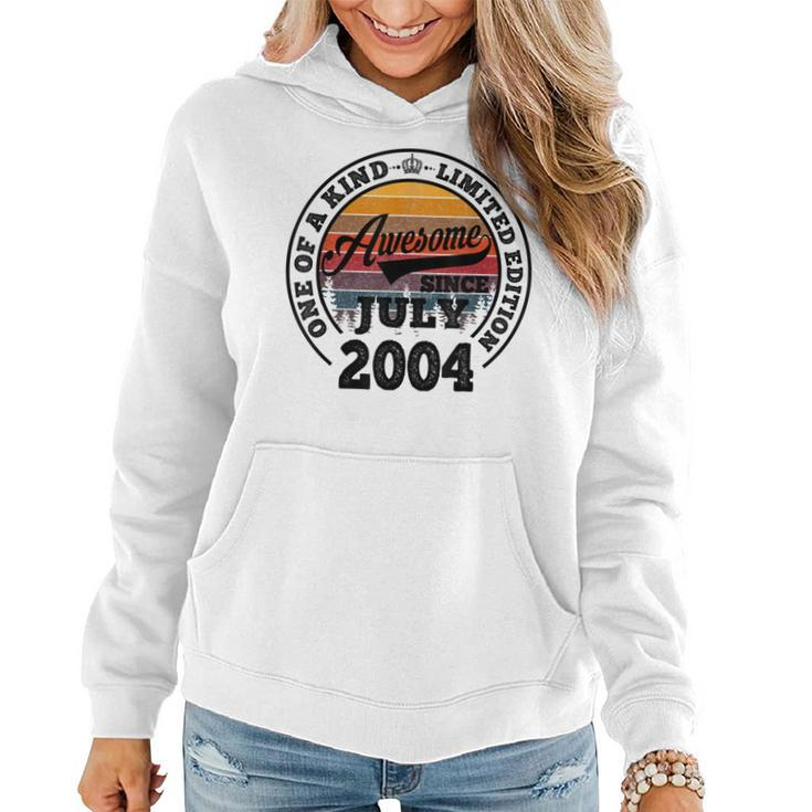 Awesome Since July 2004 18Th Birthday Gift 18 Years Old  Women Hoodie Graphic Print Hooded Sweatshirt
