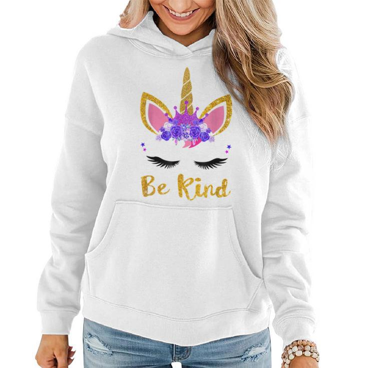 Be Kind Unicorn Girl Kids Orange Unity Day 2022  Women Hoodie Graphic Print Hooded Sweatshirt