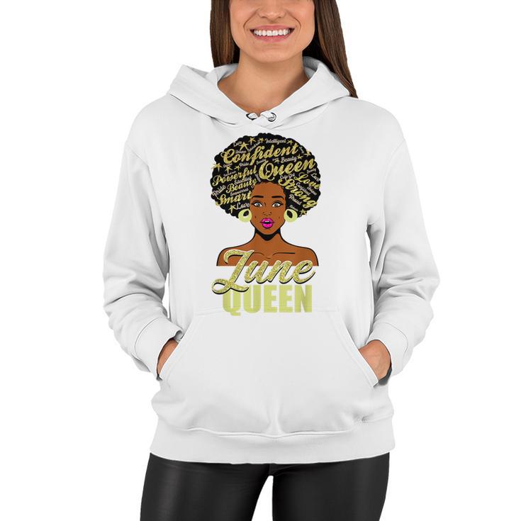 Black African American Melanin Afro Queen June Birthday Women Hoodie