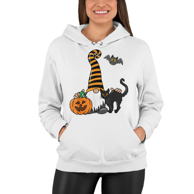 Black Cat Gnome Pumpkin Jack-O-Lantern Bat Halloween Costume  Women Hoodie