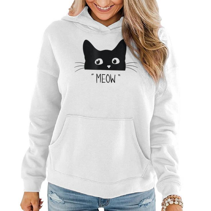 Black Cat  Meow Cat  Meow Kitty Funny Cats Kitty  Women Hoodie Graphic Print Hooded Sweatshirt