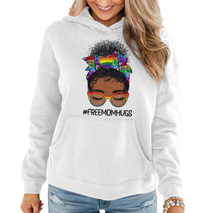Black Women Free Mom Hugs Messy Bun Lgbtq Lgbt Pride Month  Women Hoodie Graphic Print Hooded Sweatshirt