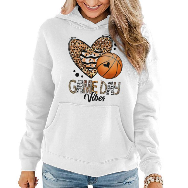 Bleached Basketball Game Day Vibes Basketball Mom Game Day  Women Hoodie Graphic Print Hooded Sweatshirt