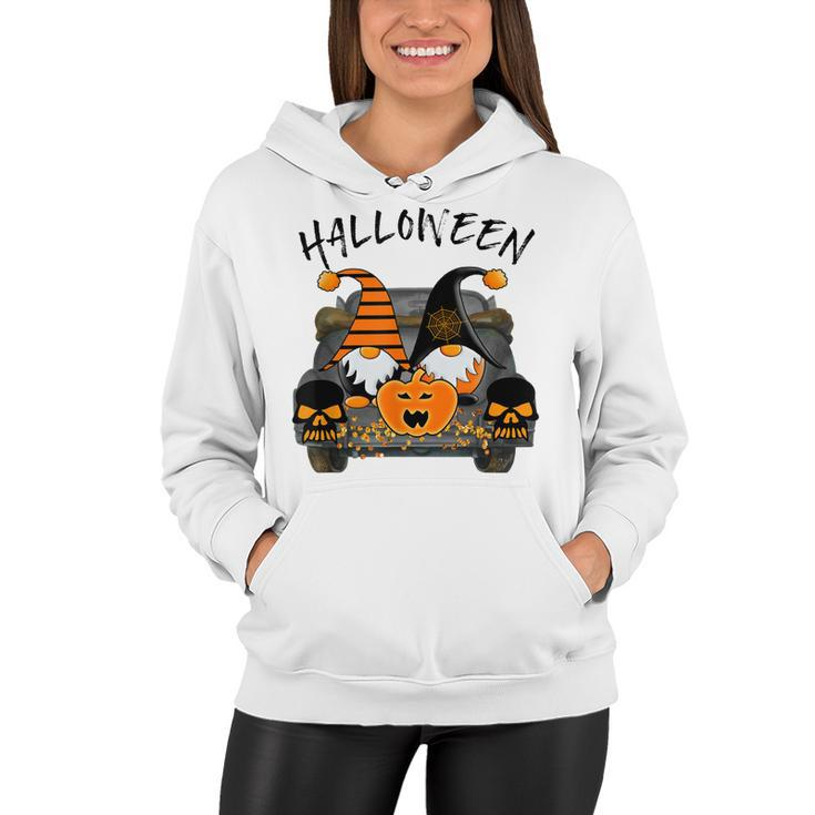 Boo Pumpkin Witch Gnomes In Halloween Truck Funny Holiday  V2 Women Hoodie