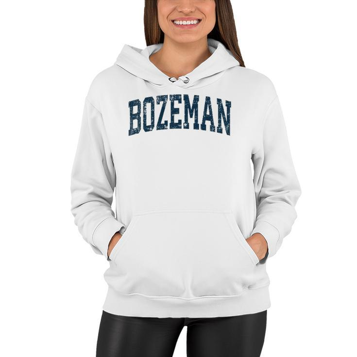 Bozeman Montana Mt Vintage Athletic Sports Navy Design Women Hoodie