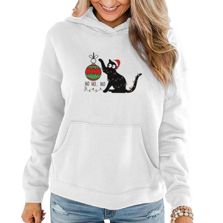 Christmas Funny Black Cat Ho Ho Ho Cat Lovers Gifts Women Hoodie Graphic Print Hooded Sweatshirt