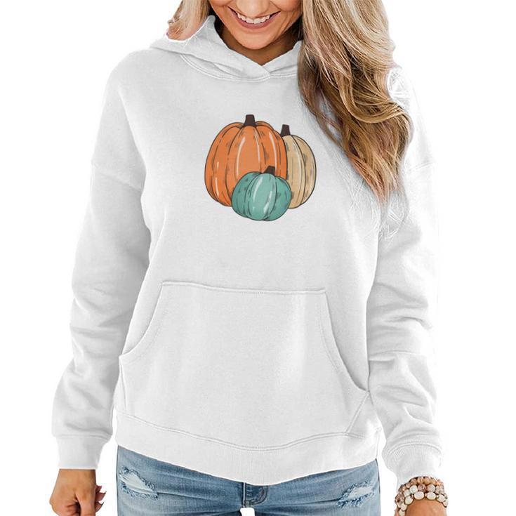 Colorful Pumpkins Happy Fall Season Present Women Hoodie Graphic Print Hooded Sweatshirt