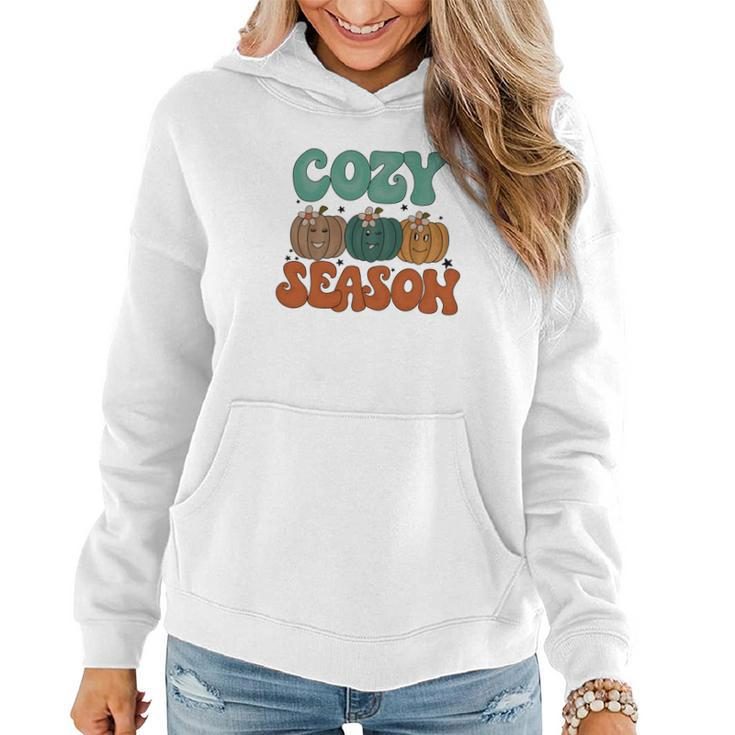 Cozy Season Sweater Season Pumpkins Fall Women Hoodie Graphic Print Hooded Sweatshirt