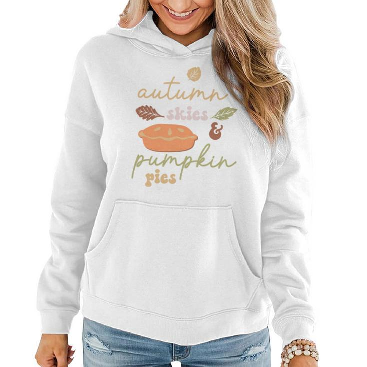 Cute Autumn Skies Pumpkin Pies Fall Season Women Hoodie Graphic Print Hooded Sweatshirt