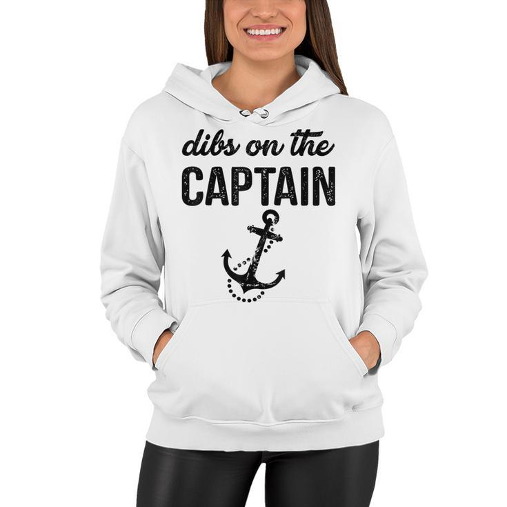 Dibs On The Captain Retro Anchor Funny Captain Wife  Women Hoodie