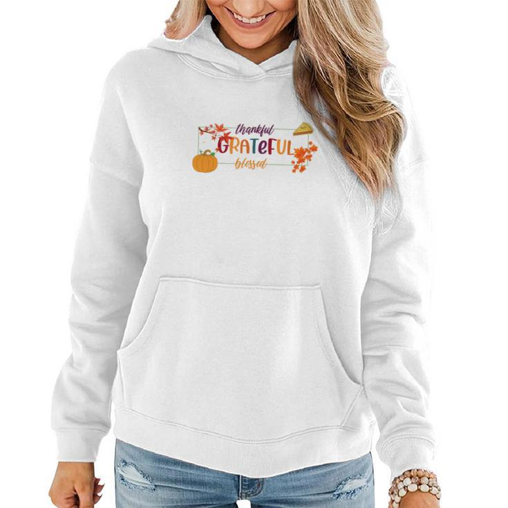 Fall Thankful Grateful Blessed Pumpkin Pie Women Hoodie Graphic Print Hooded Sweatshirt