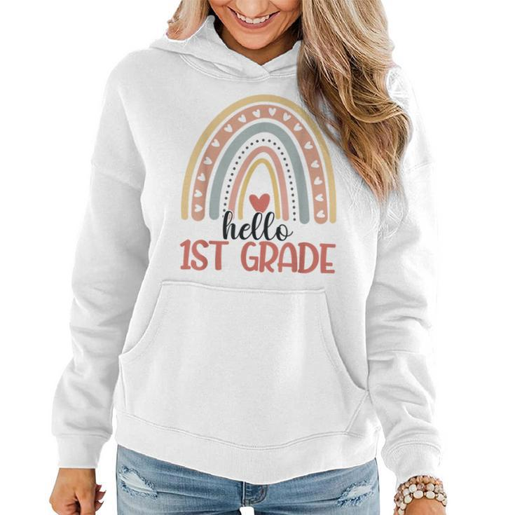 First Grade Rainbow Teacher Hello 1St Grade Boys Girls  Women Hoodie Graphic Print Hooded Sweatshirt