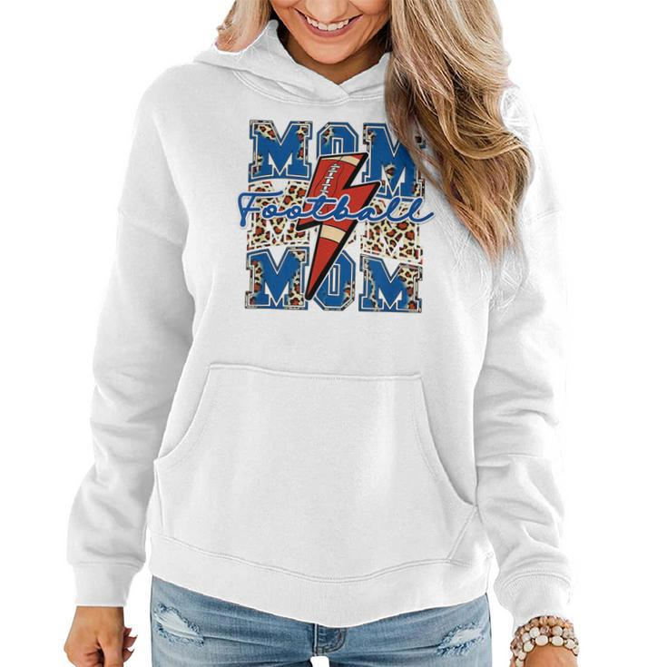 Game Day Football Mom Leopard Cheetah Print Mama Lightning  Women Hoodie Graphic Print Hooded Sweatshirt