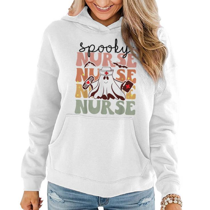 Groovy Nurse Costume Spooky Nurse Halloween  Women Hoodie Graphic Print Hooded Sweatshirt